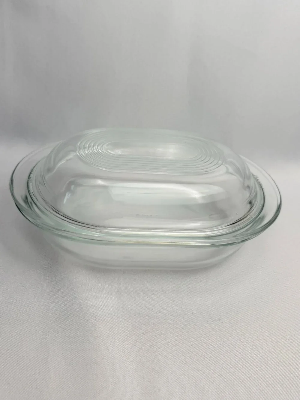 Pyrex Corning Clear Glass Oval Refrigerator Dish with Lid Vintage Kitchenware